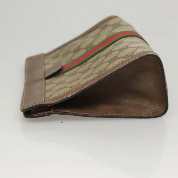 GUCCI GG Supreme Web Sherry Line Clutch Bag PVC Beige Red 89 01 001 Auth BA1880 - Picture 8 of 16